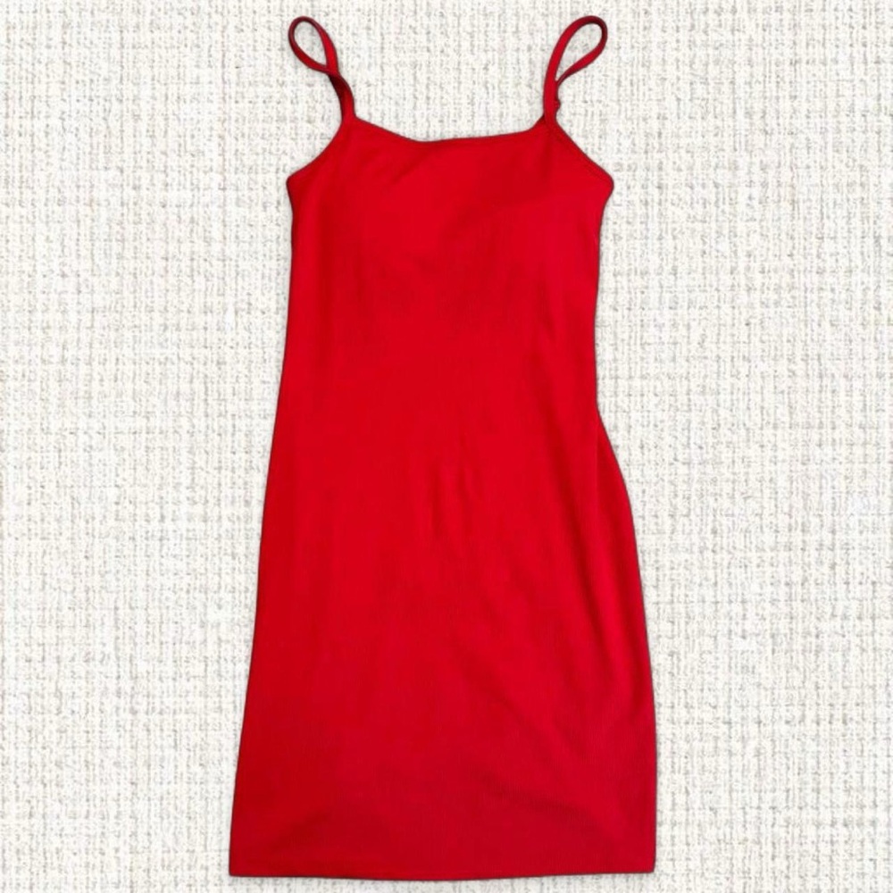 No Boundaries Red Ribbed Bodycon Mini Dress with Padding